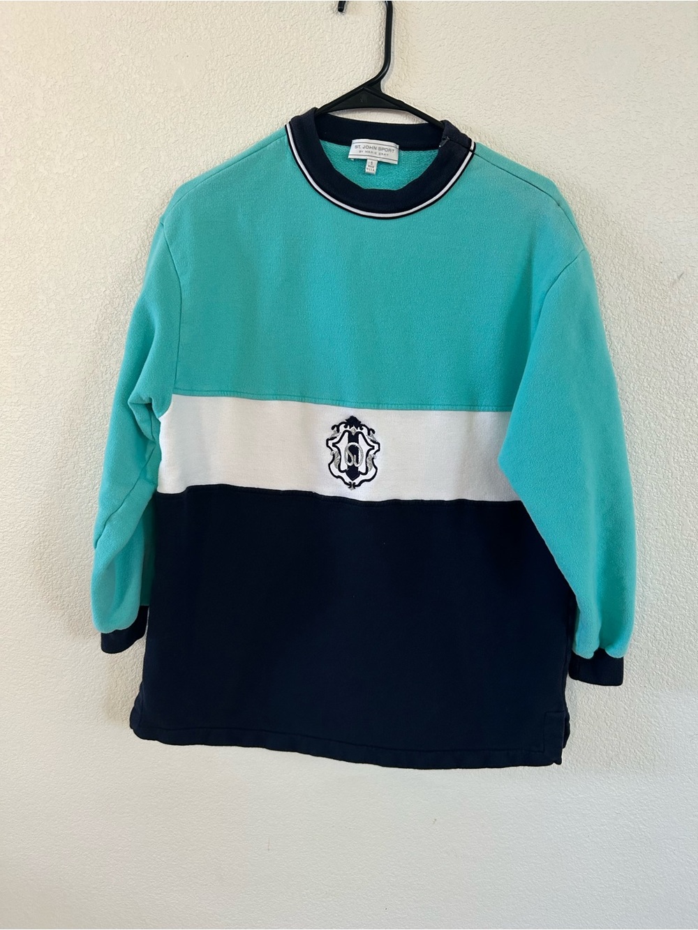 St. John Sport Aqua with Navy Trim Pullover